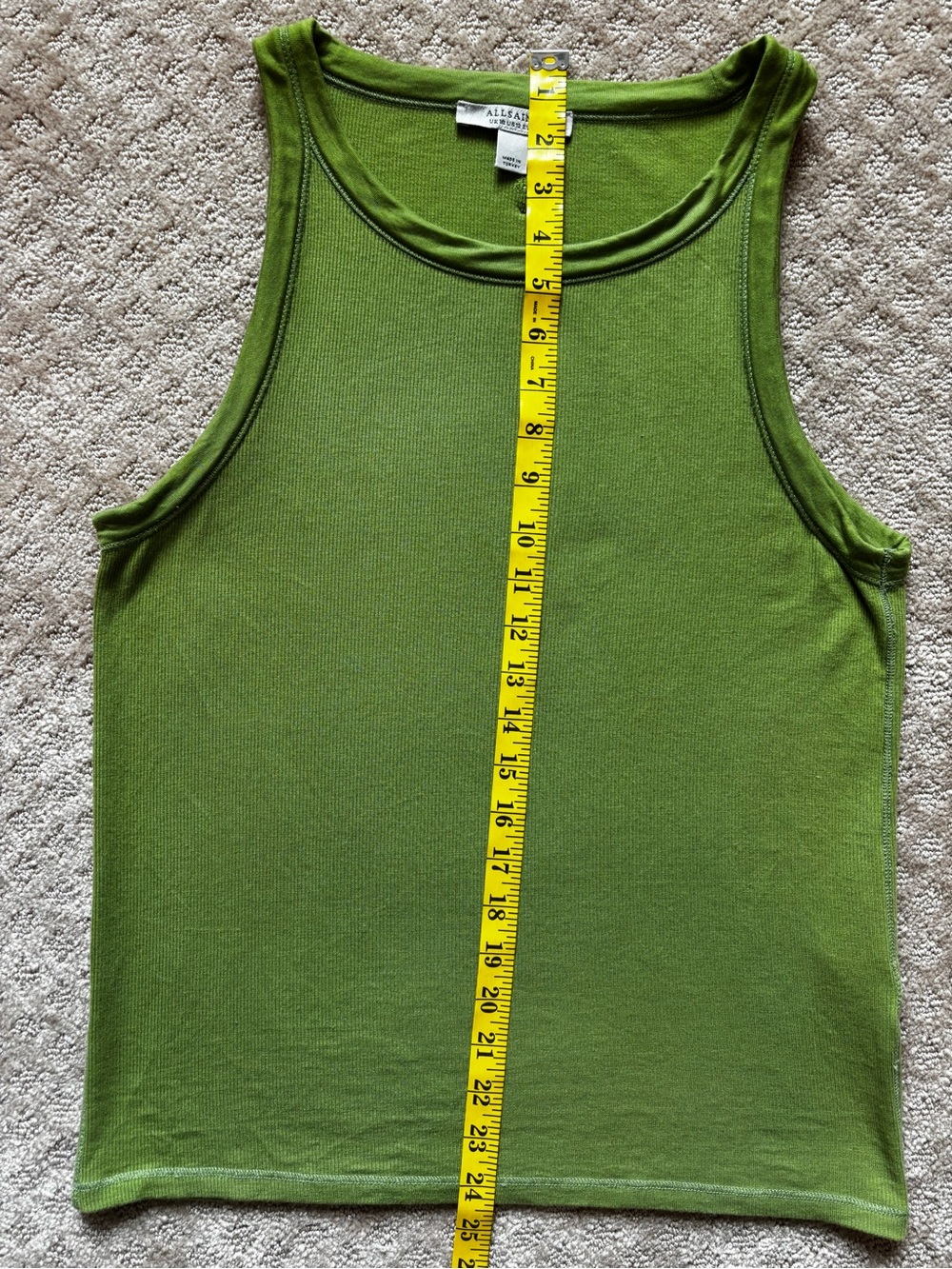 AllSaints Olive Green Rina Rib Tank - Picture 4 of 8